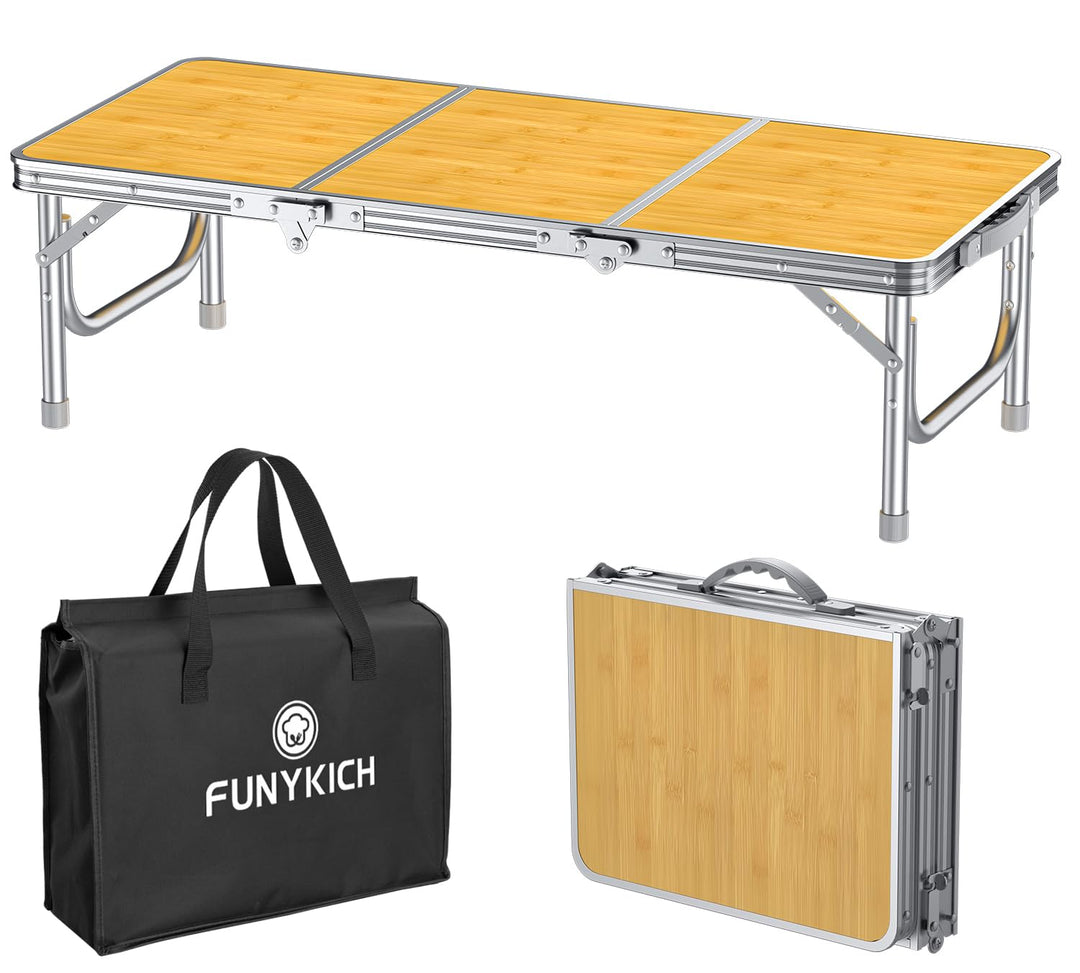 FUNYKICH 3ft Klappbarer Campingtisch 87x40x26cm, Kleiner Faltbarer Klapptisch mit Tragetasche, Alumi
