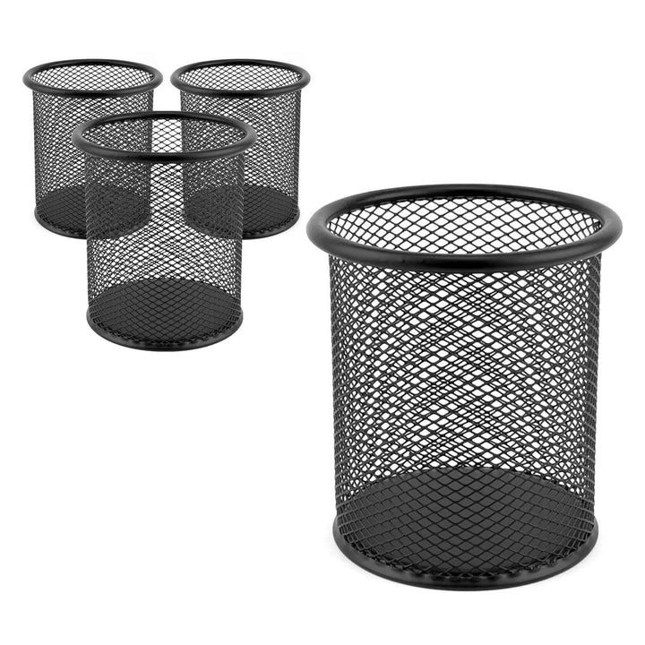 D.RECT - Metall Stifteköcher 24 Stück | Stiftehalter Rund aus Drahtmetall | Schreibtisch Organizer |
