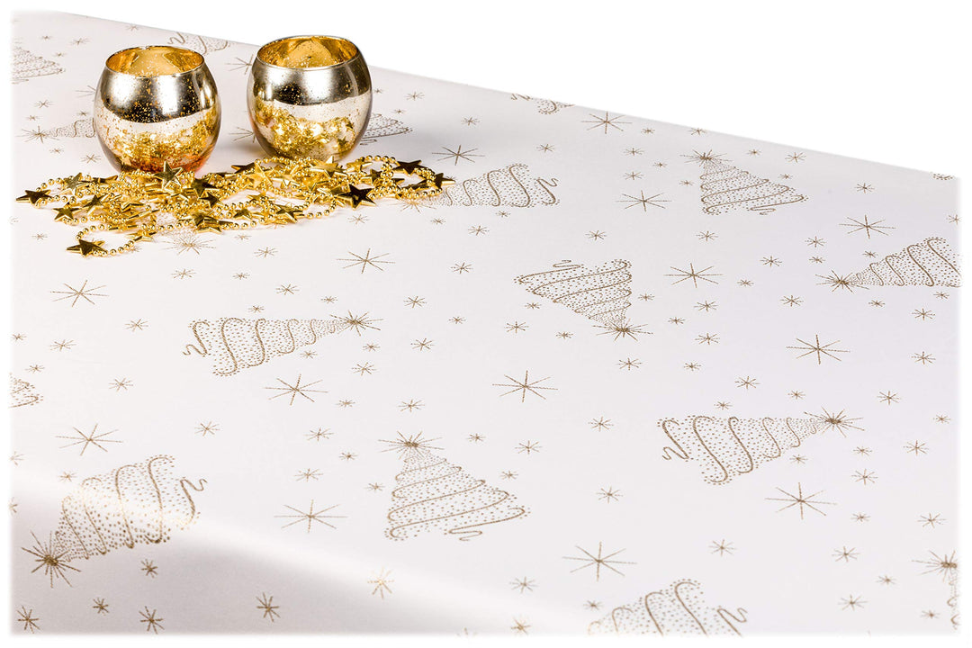 GOLDMAR Weihnachtstischdecke Fleckenresistente Schmutzabweisend Zweiseitig Tischdecke Weihnachten Ad