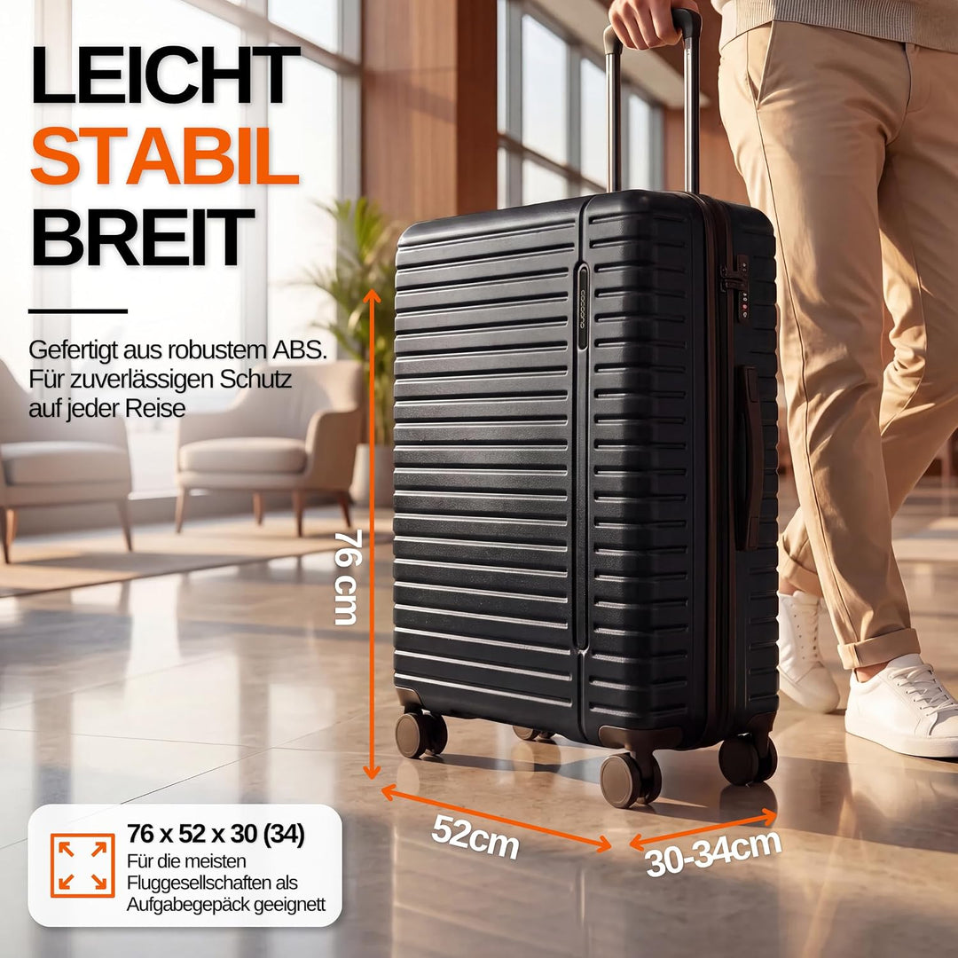 Cocoono Hartschalenkoffer XL Gross - 100L Volumen erweiterbar auf 117L - 158cm Gurtmass - 8 Rollen 3