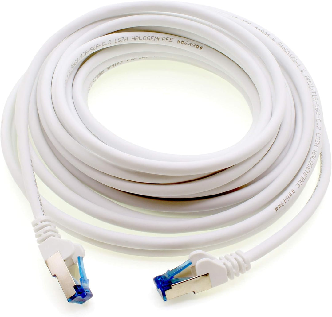 10m - CAT6a - Netzwerkkabel weiss - 10 Stück CAT 6 A Patchkabel 10000 Mbit s SFTP PIMF 500 MHz kompa