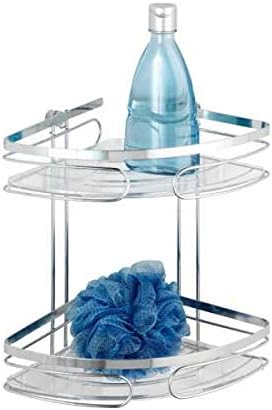 WENKO Eckregal 2 Etagen Premium Edelstahl, Edelstahl rostfrei, 26.5 x 27.5 x 19 cm, Glänzend Duo, Du