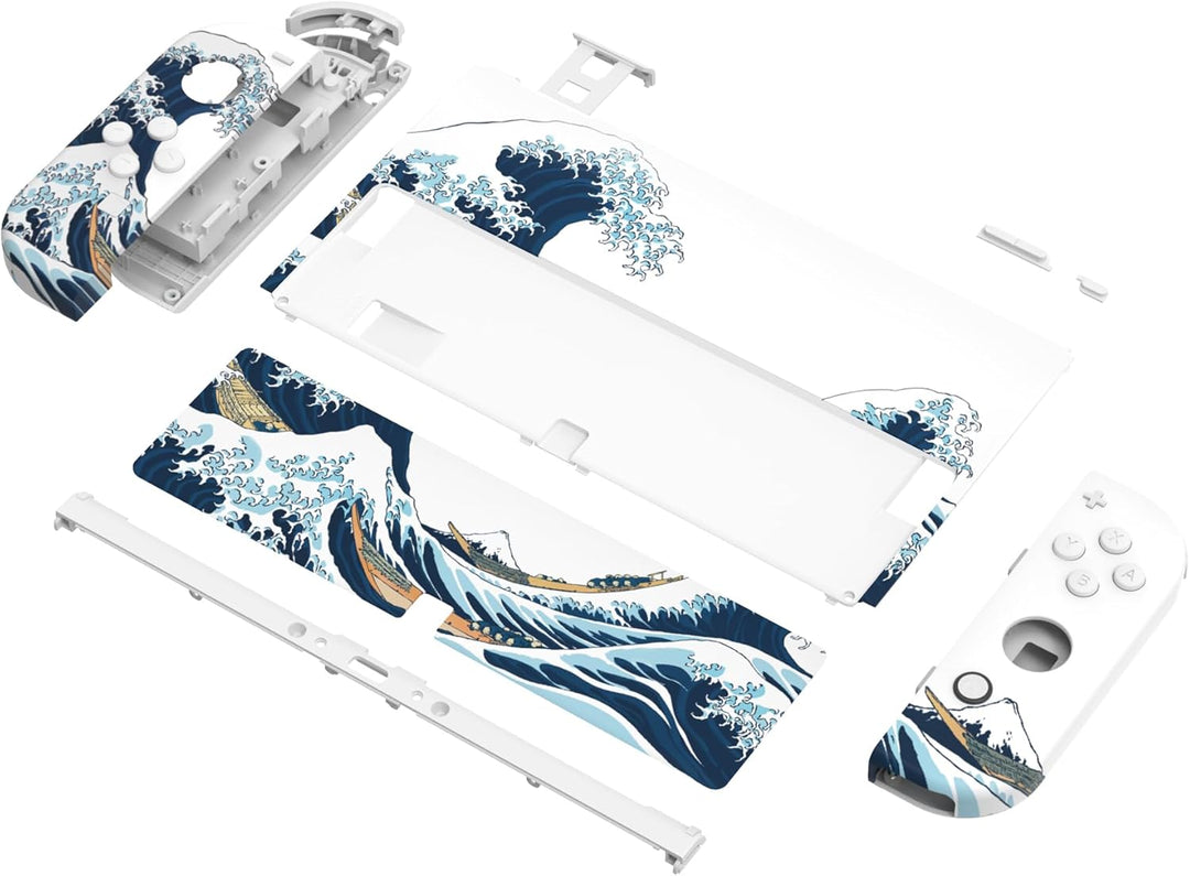eXtremeRate Full Hülle für Nintendo Switch OLED Joy Con/Console, Custom Case Shell & Buttons & Kicks