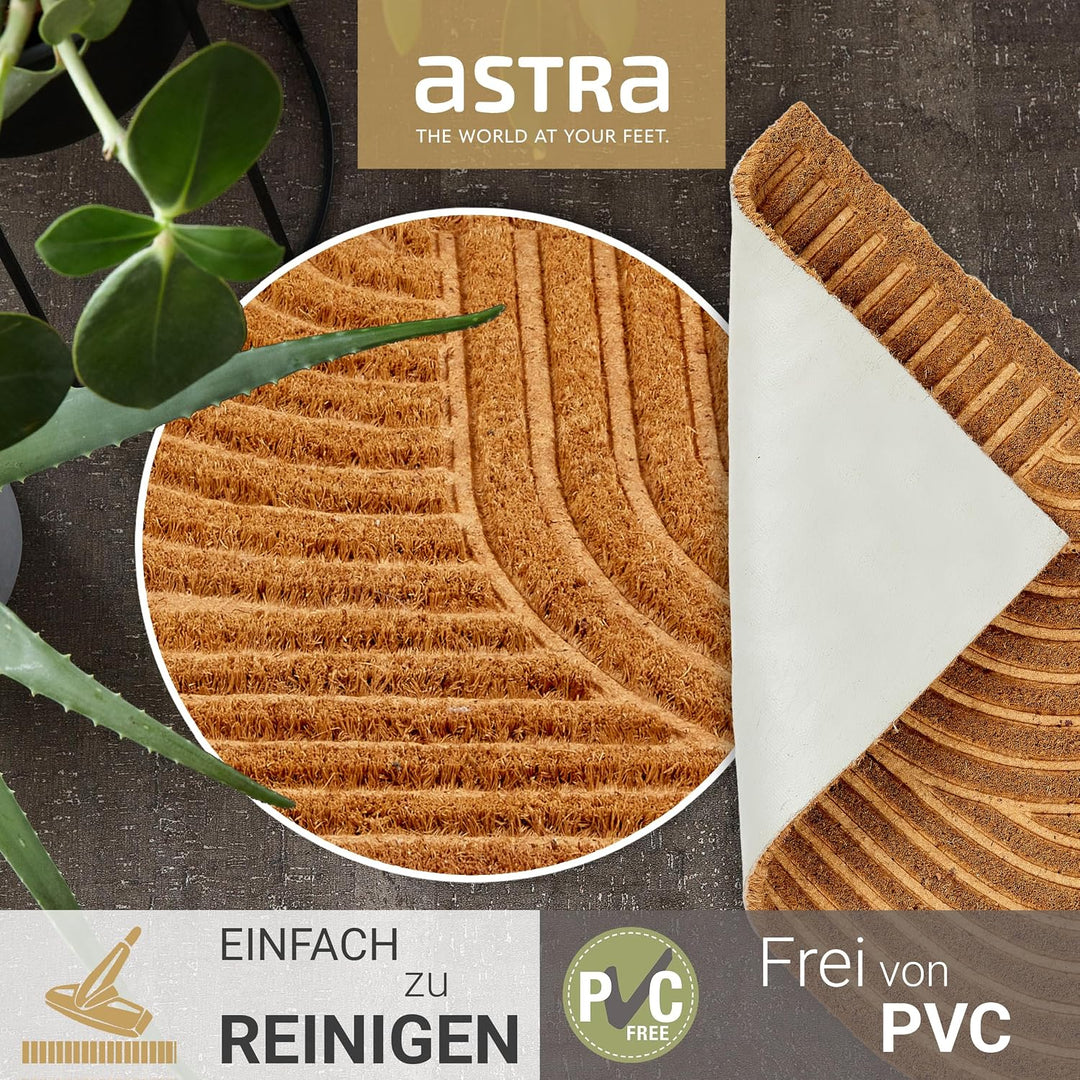 Moderne Fussmatte Haustür - Kokosmatte 2er Set 45x75cm Abgerundet Natur - rutschfeste Schmutzfangmat
