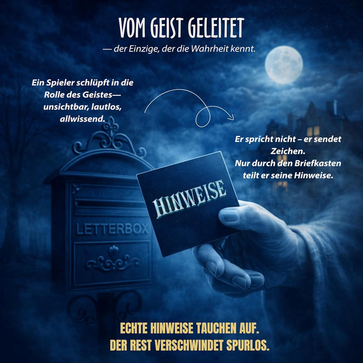 BORGOS Ghost Letters – Murder Mystery Detektivspiel mit geheimen Rollen | Gesellschaftsspiel | Krimi
