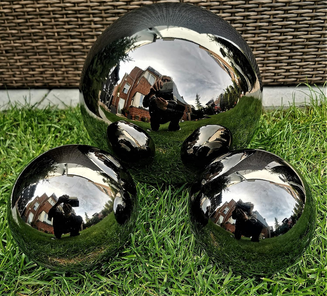 Dekokugel schwarz poliert 3er Set 15-10-10 cm aus Edelstahl Kugel Dekorationskugel Gartenkugel