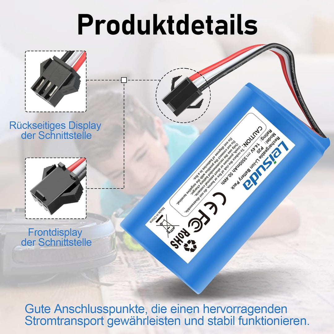 Ersatzakku für AIRROBO P20 Roboterstaubsauger, 14.4 V 3500 mAh Lithium-Ionen-Akku mit Mehreren Schut