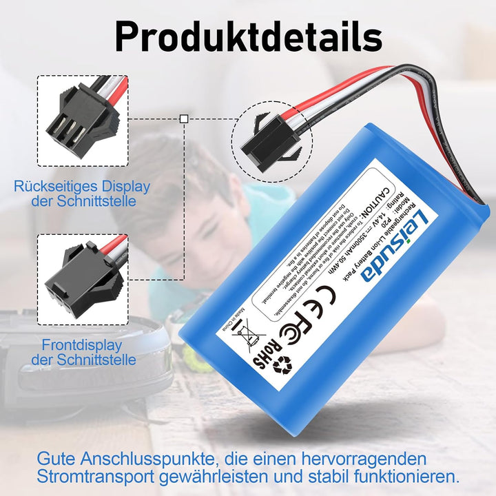 Ersatzakku für AIRROBO P20 Roboterstaubsauger, 14.4 V 3500 mAh Lithium-Ionen-Akku mit Mehreren Schut