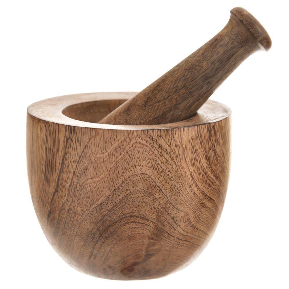 orion group Küchenmörser Zerkleinerer aus Holz mit Stössel zum Mahlen von | Gewürzen Nüssen gross 13