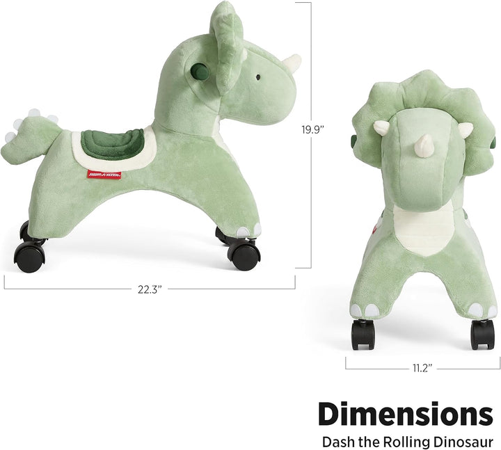 Radio Flyer Dash der rollende Dinosaurier, Rutschspielzeug, Grünes Rutschauto für Kleinkinder von 1