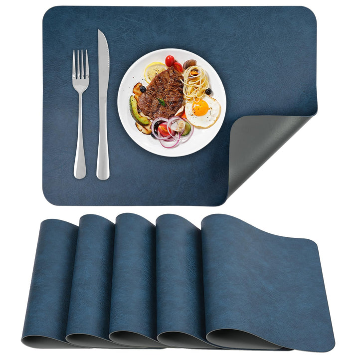 Platzsets 6er Set, rutschfest Abwaschbar Tischsets,Doppelseitigen Kunstleder Platzdeckchen, Hitzebes