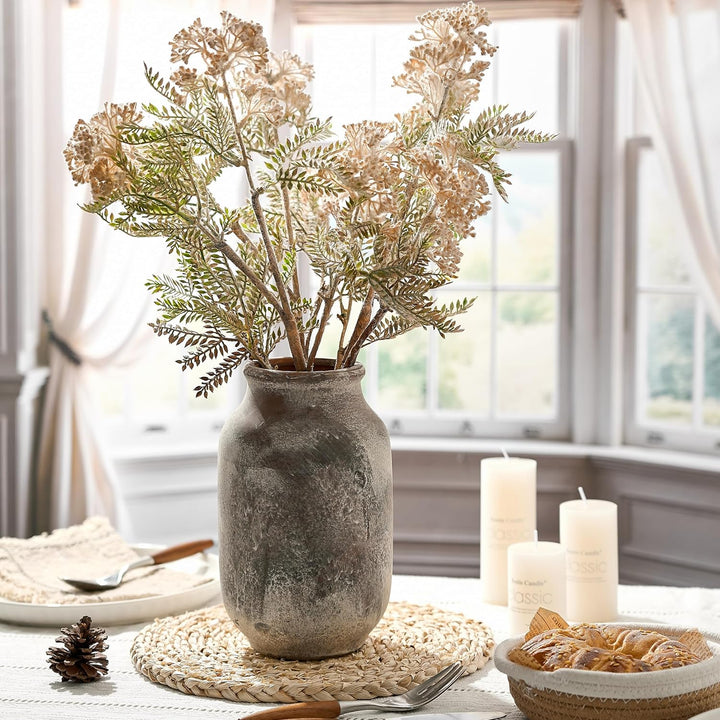 SIDUCAL Rustikale Keramikvase im Bauernhaus-Stil, weiss gekalkte Terrakotta-Keramik, dekorative Vase