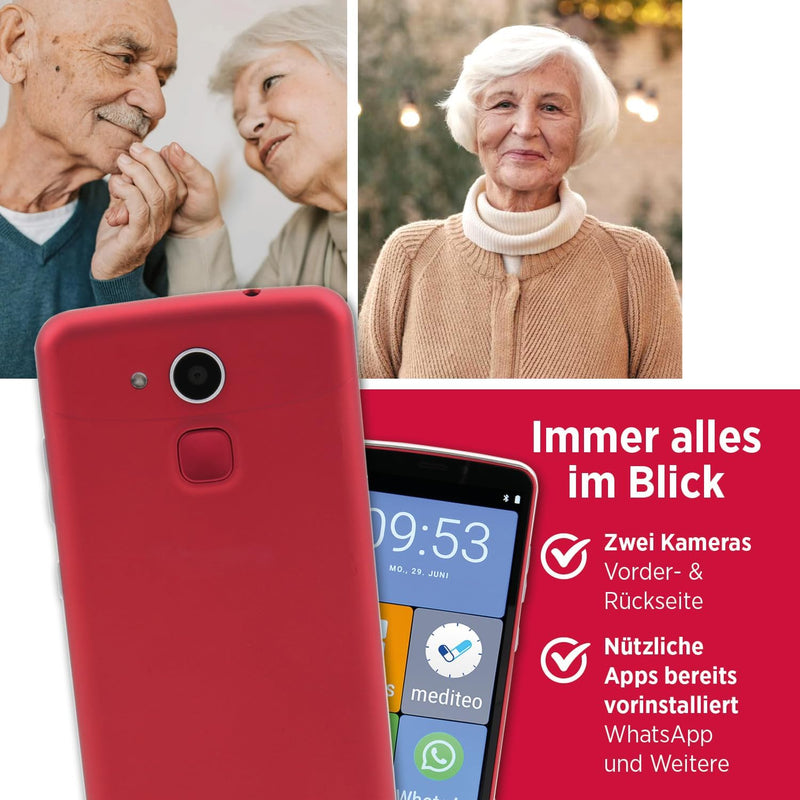 Olympia Neo 16 GB Smartphone für Senioren | Extragrosse Darstellung | Hörgerätekompatibel | Notrufta