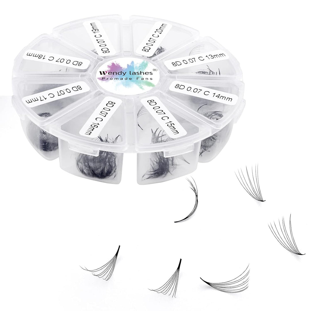 Fertige Fächer Wimpern Gefächerte Wimpern 8D 500 Stück 13-20mm D Curl 0,07mm Premade Volumen Fans Wi