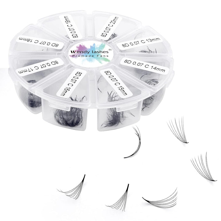Fertige Fächer Wimpern Gefächerte Wimpern 8D 500 Stück 13-20mm D Curl 0,07mm Premade Volumen Fans Wi