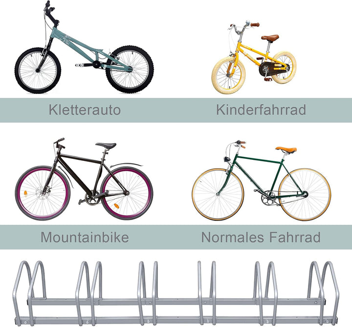 Izrielar Fahrradständer, Für 4 Fahrräder 35-55 mm Reifenbreite, Boden und Wandmontage, Mehrfachständ