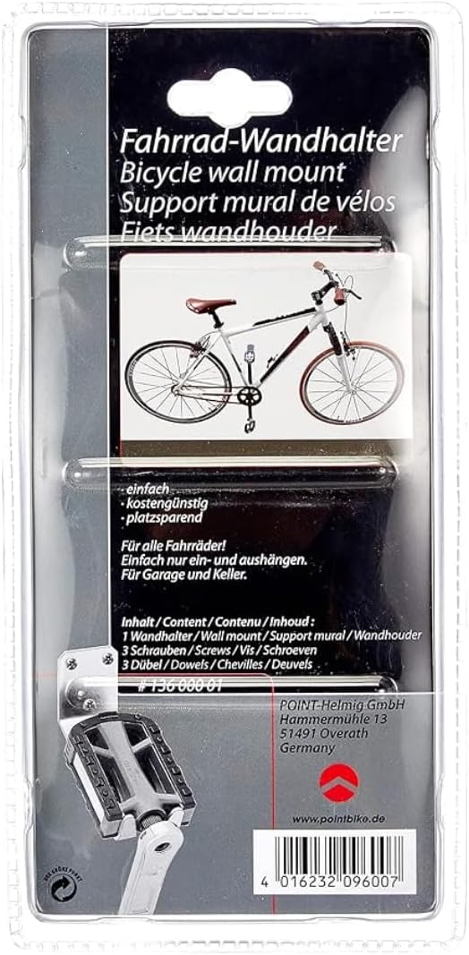 POINT Fahrrad Wandhalter (Pedalaufhängung), inkl. Bef. Material, doppelpack Wandhalter Paar, Wandhal