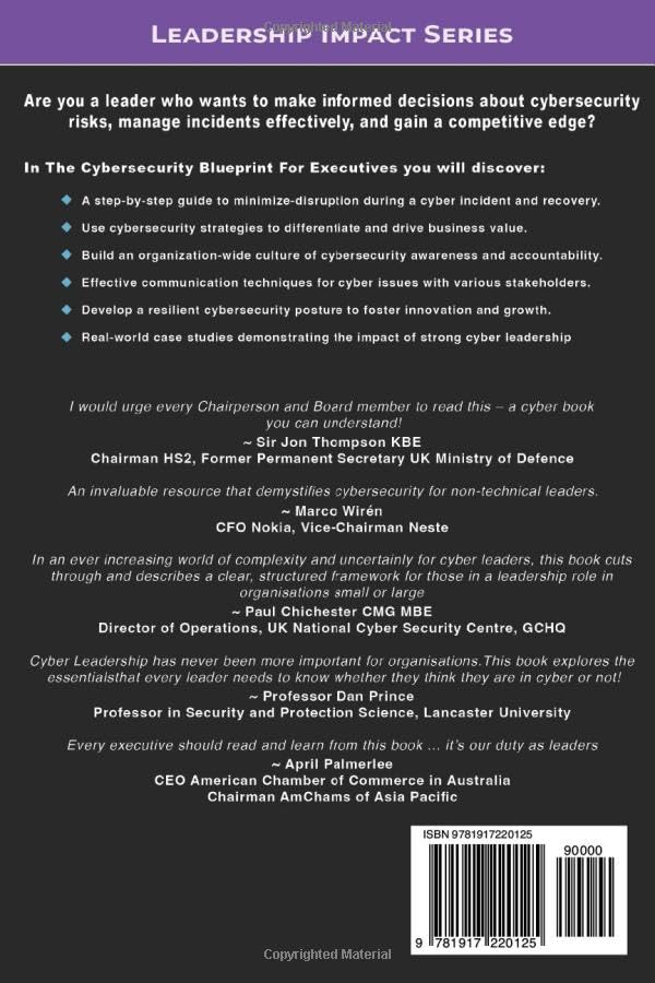 The Cybersecurity Blueprint For Executives: A No-Nonsense Guide to What To Do When Attacked, How To