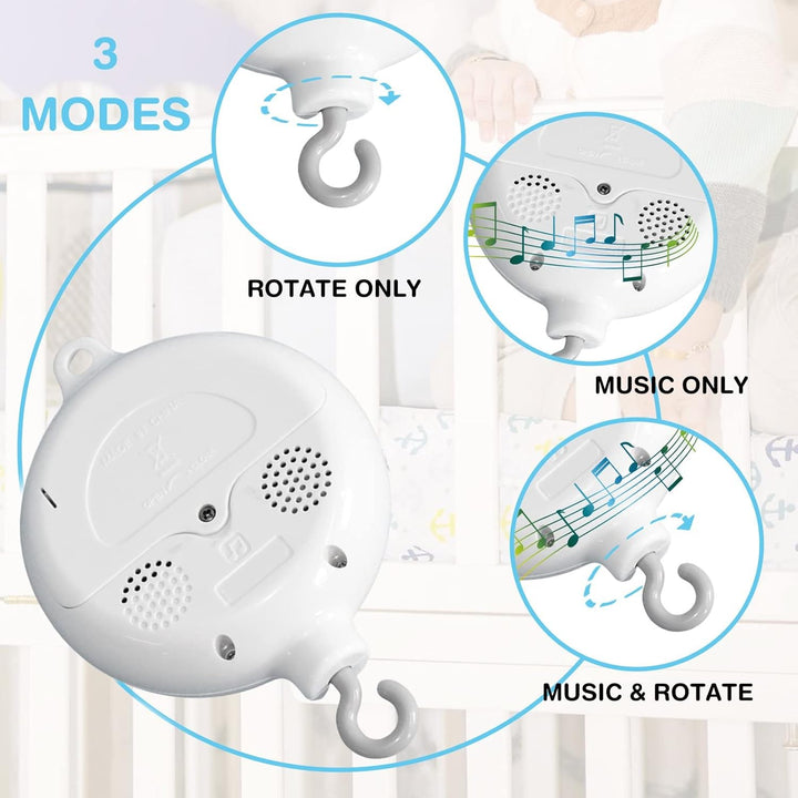 FITNATE Babybettwäsche Rotierende Spieluhr, Mobile Spieluhr, Baby Spieluhr mit 3 Aufkleber, eine 128