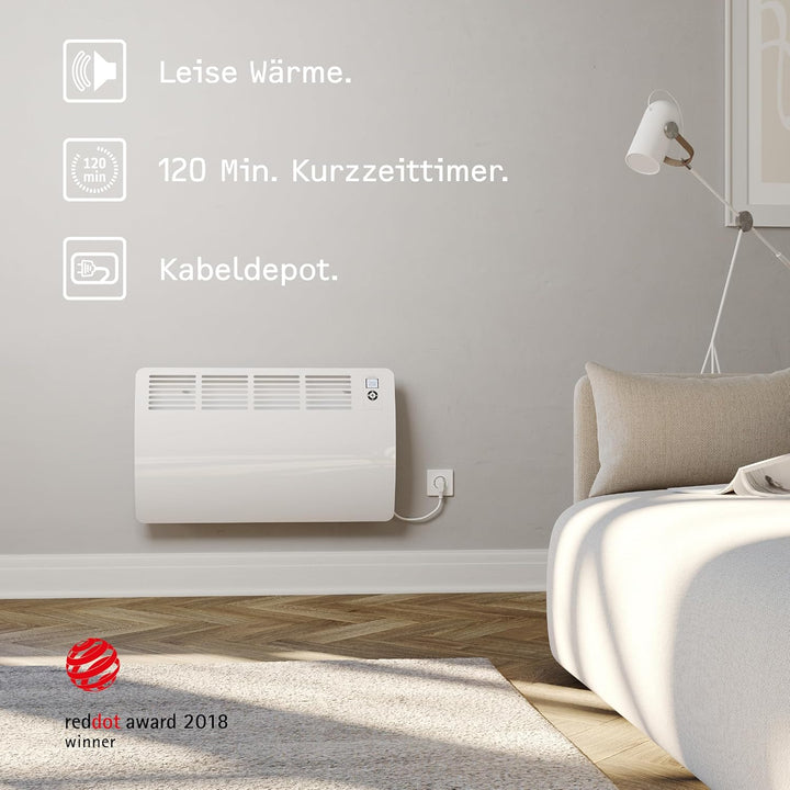 STIEBEL ELTRON Wandkonvektor CON 5 Premium, 0,5 kW für ca. 6 m², VDE geprüft, LC-Display, Wochentime