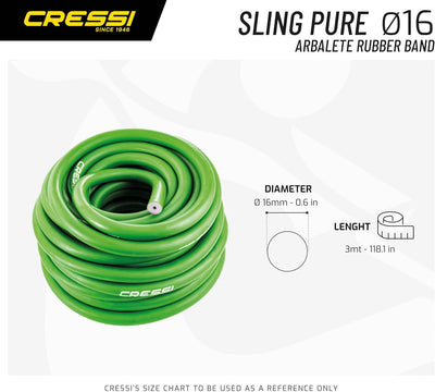 Cressi Unisex-Adult Pure Rubber Band Roll Elastisch für Arbalete, Grün, 16x3000 mm