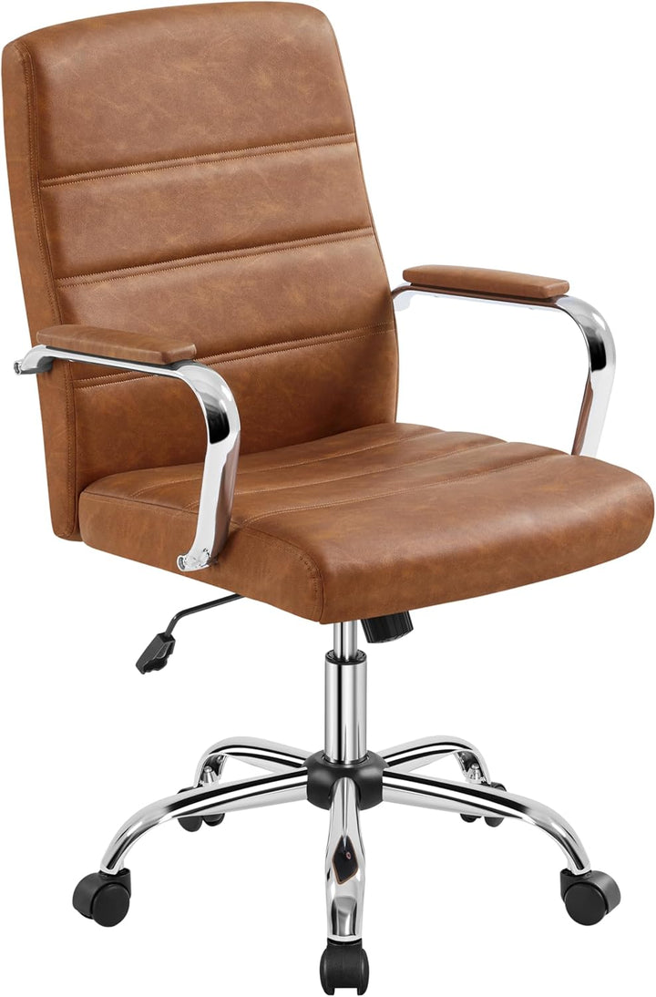 Yaheetech Bürostuhl ergonomischer Schreibtischstuhl, Drehstuhl mit Rollen, Bürohocker mit Armlehnen,
