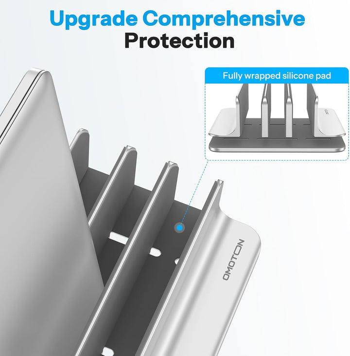 OMOTON 3 Slot Aluminium Vertikal Laptop Ständer, Verstellbarer Notebook Ständer, Laptop Halterung fü