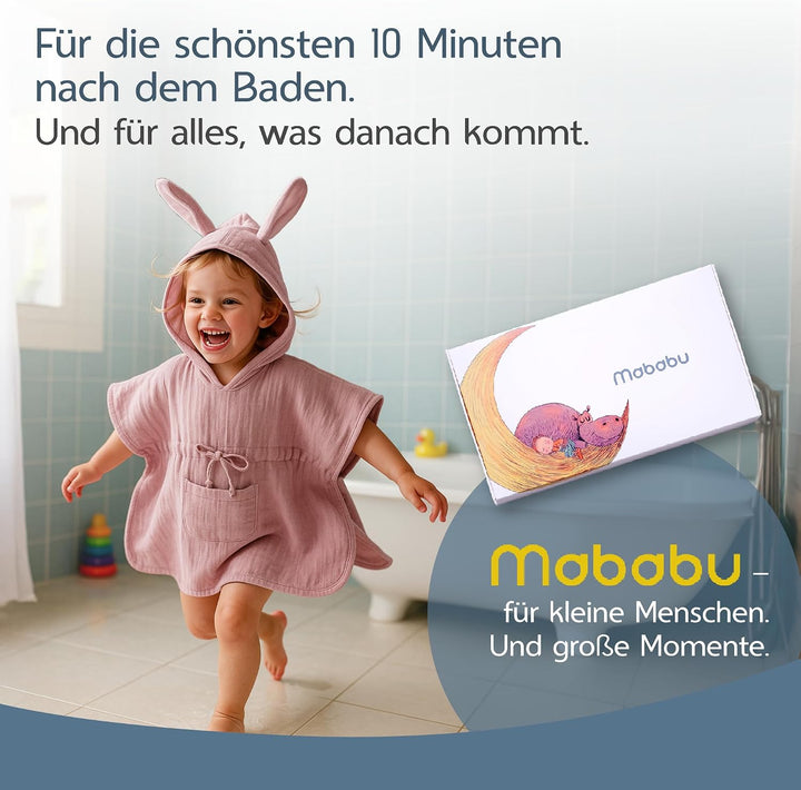 Badeponcho Baby &amp; Kinder EXTRA weich (100% Bio-Baumwolle) | Kinder Badeponcho 1-7 Jahre| Handtuch Po