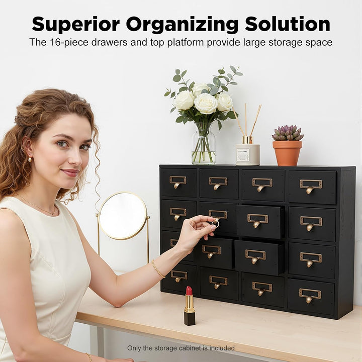 Vintage Apotheker Schrank 16 Schubladen für Schreibtisch, Holz Organizer Apothekerschrank mit Schubl