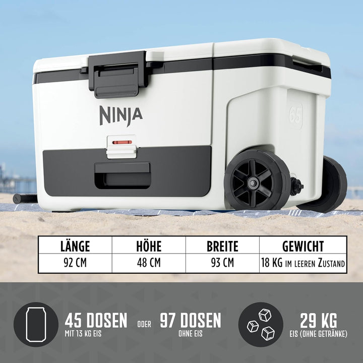 Ninja FrostVault Kühlbox mit Rollen und Isolierung, integrierter Dry Zone Schublade für Lagerung bei