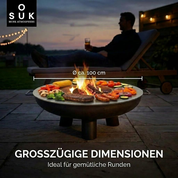 Feuerplatte Plancha Feuerring aus Edelstahl 4mm, Grillplatte passend für Feuertonne 100 cm (Lieferun