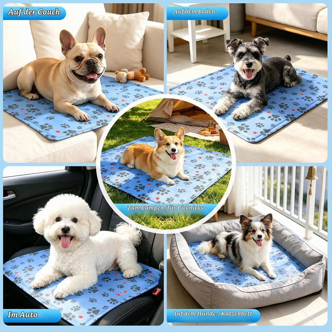 Kühlmatte Hund 50 x 40 cm, Kühlmatte für Hunde &amp; Katzen Faltbare, Kühldecke für Haustiere Leicht Rei