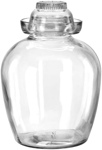 lilawelt24 2,5L Fermentationsglas mit Wasserverschluss und 2 Glasschalen, Gärglas für Kimchi, Sauerk
