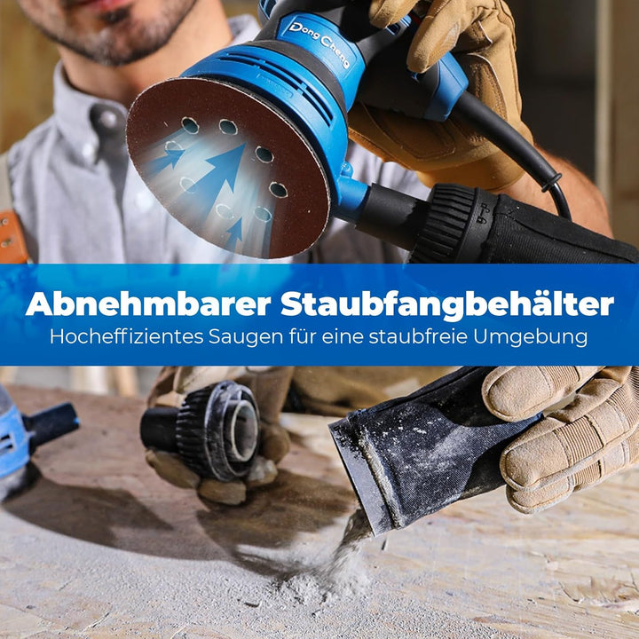 DongCheng Exzenterschleifer 300W, 125mm Schleifmaschine, 6 Geschwindigkeiten, 4,000-12,000 U/min mit
