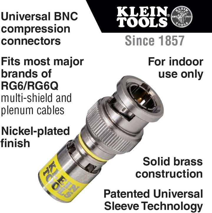 Klein Tools Universal Kompressions-Stecker, VDV813-613 BNC, RG6/6Q Universal, 35 Stück, BNC, RG6/6Q