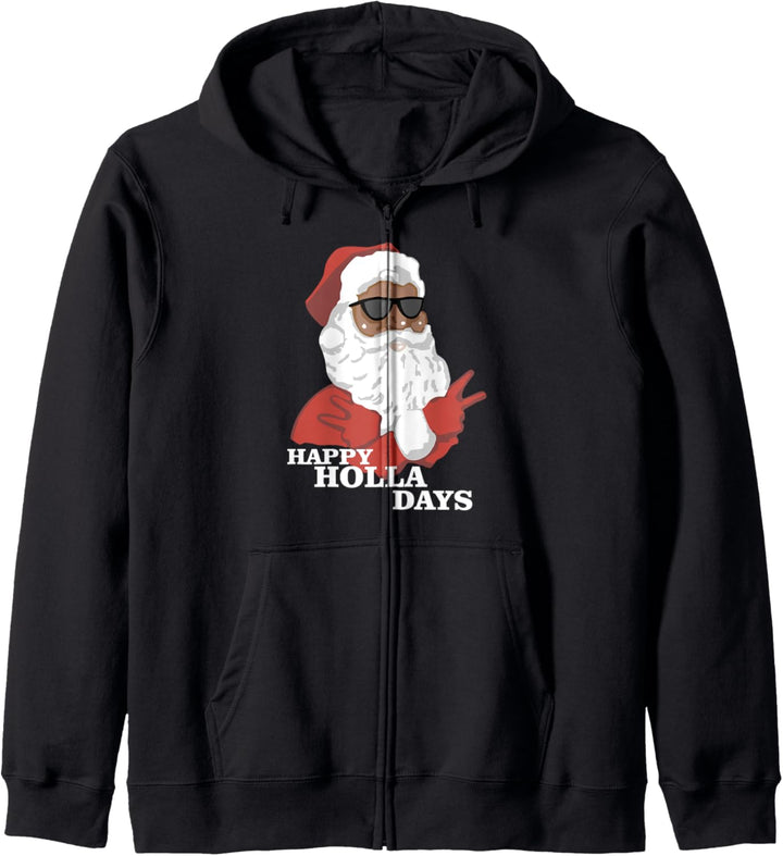 Christmas Happy Holla Days African American Santa Kapuzenjacke