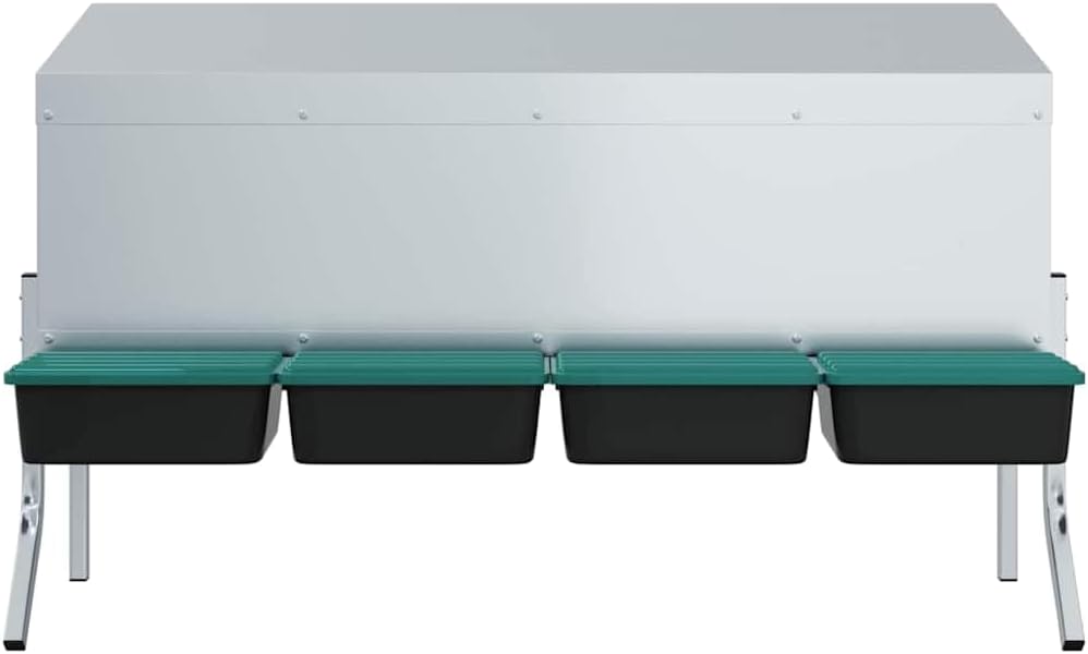 Hühner-Nistkasten 4 Fächer aus verzinktem Stahl mit Beinen, Flexible Beinhöheneinstellung, wetterfes