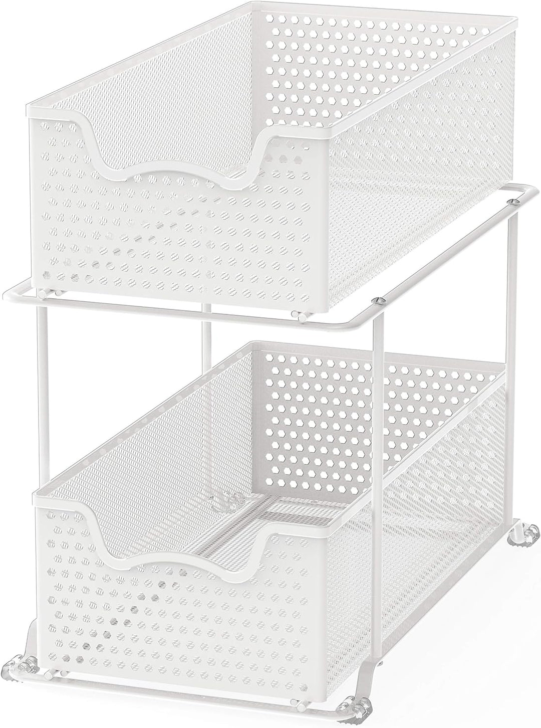 Simple Houseware 2-stufiger Schiebeschrank, Korb, Organizer, Schublade, weiss, Weiss