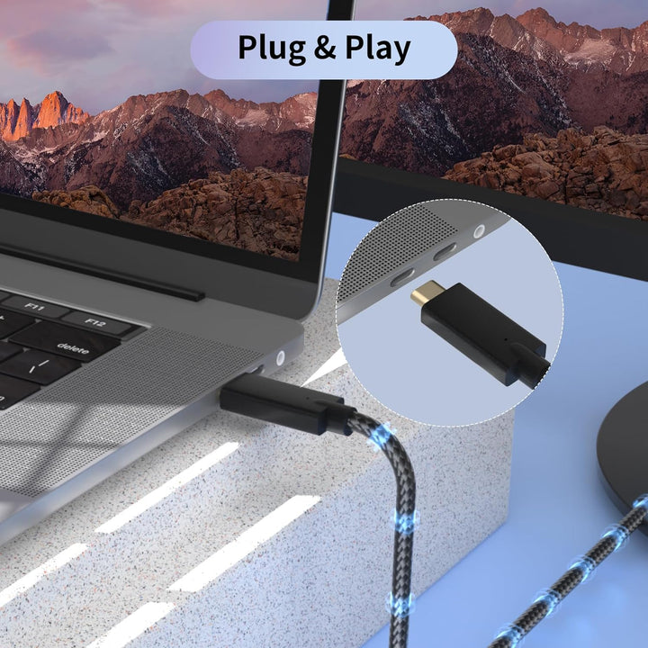 BolAAzuL USB C auf DVI Kabel 1M Nylon Geflecht, USB-C zu DVI-Adapter Typ-C/Thunderbolt-3 auf DVI Ada