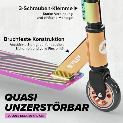 Apollo Stunt Scooter - Genius Pro | Robuster Kinder Scooter mit ABEC 9 Kugellager | Trick Roller, Tr