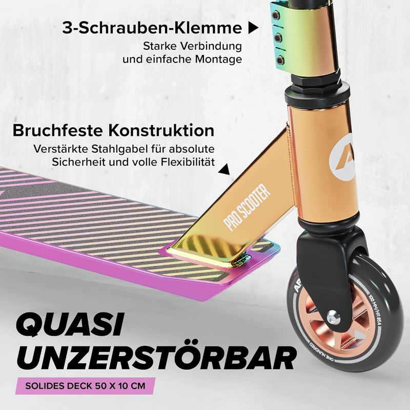Apollo Stunt Scooter - Genius Pro | Robuster Kinder Scooter mit ABEC 9 Kugellager | Trick Roller, Tr