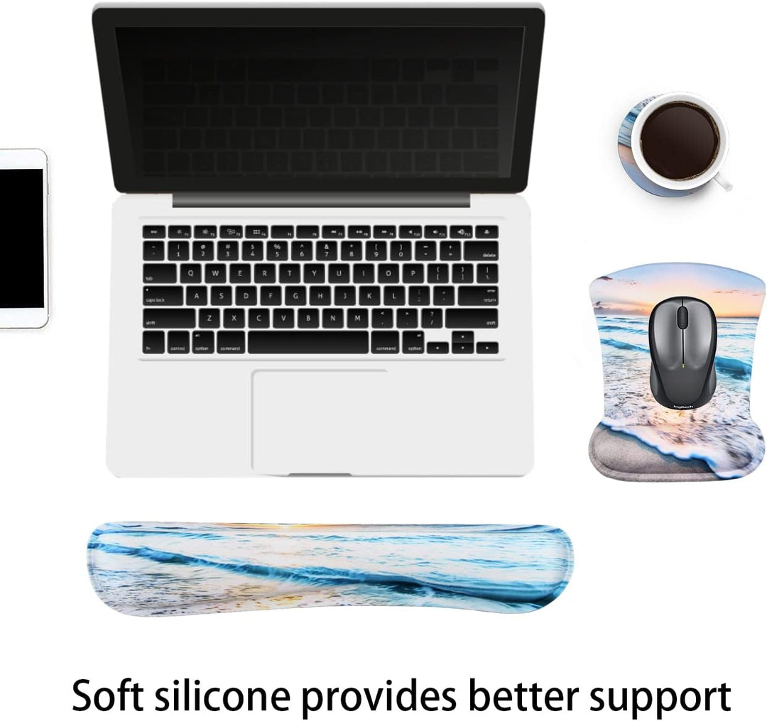 Mauspad mit Handauflage, Mauspad mit Gelkissen und Ergonomische Memory Foam Tastatur Handgelenkaufla