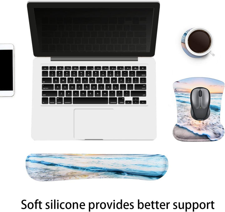 Mauspad mit Handauflage, Mauspad mit Gelkissen und Ergonomische Memory Foam Tastatur Handgelenkaufla
