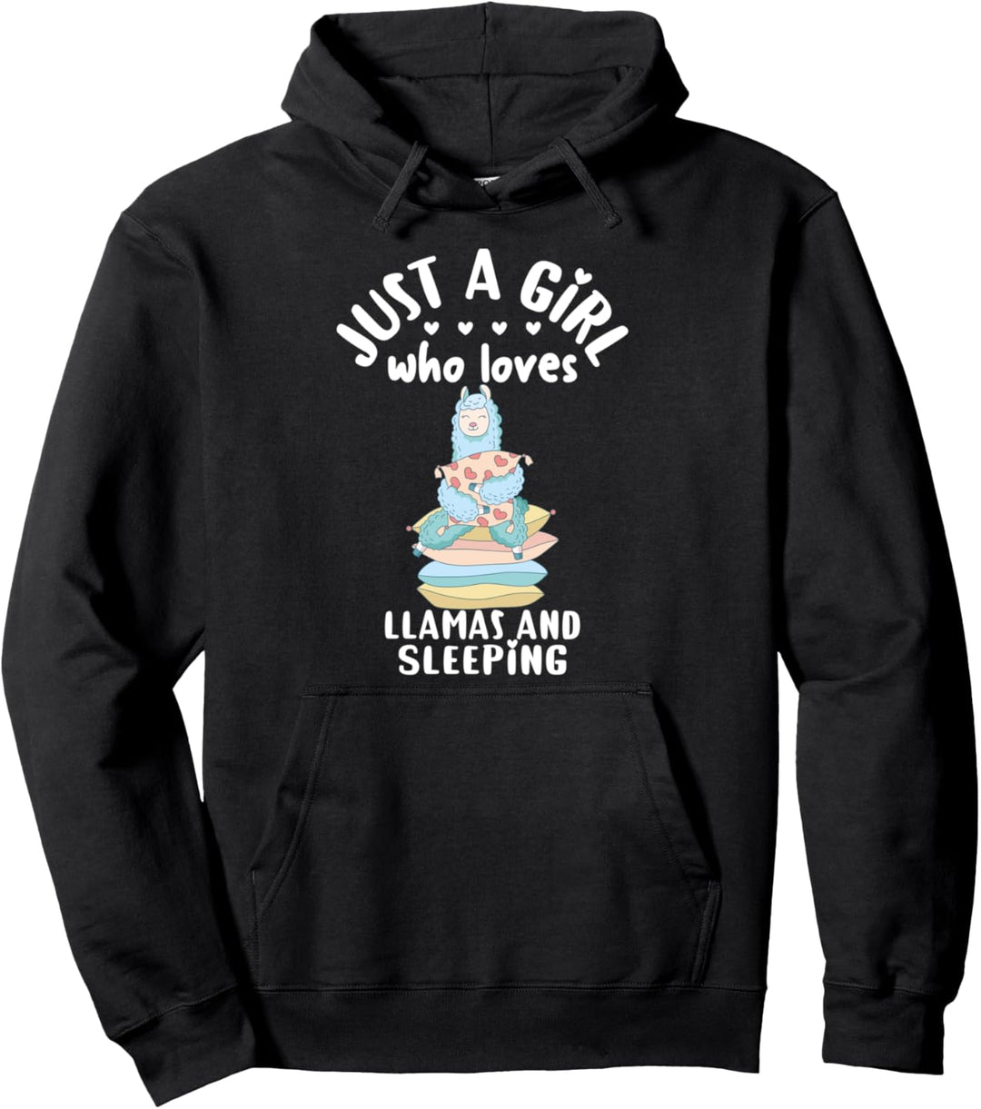 Bedtime Llama Sleeping Gift Just A Girl Who Loves Llamas Pullover Hoodie