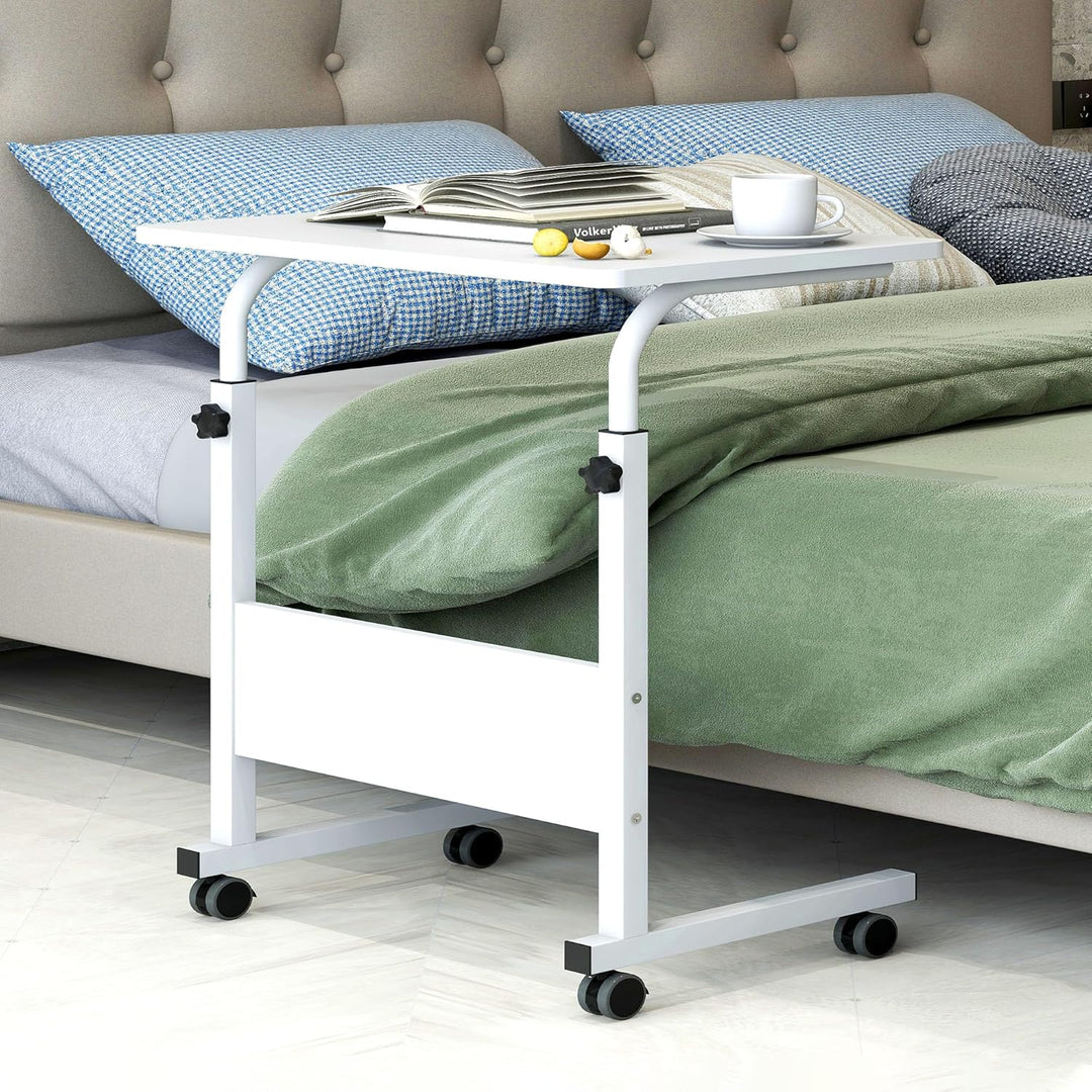 soges Laptoptisch Beistelltisch mit Rollen,höhenverstellbarer PC Tisch Notebook Sofatisch Laptopstän