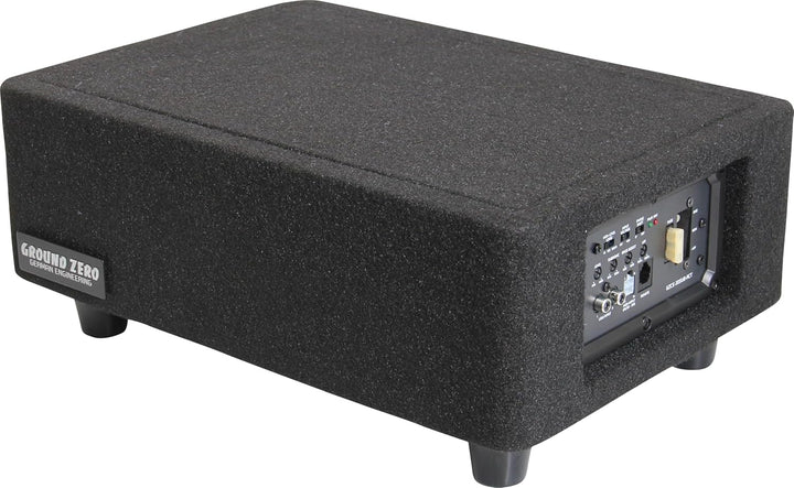 Ground Zero GZCS 20SUB-ACT Aktiv-Gehäusesubwoofer, 20cm, 250W RMS, 50-150Hz, Downfire, 9-16V, Holz