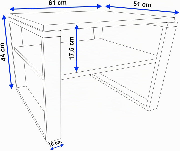 Couchtisch 61×51 cm – Wohnzimmertisch aus Holzwerkstoff, Stabiler &amp; moderner Kaffeetisch mit zusätzl
