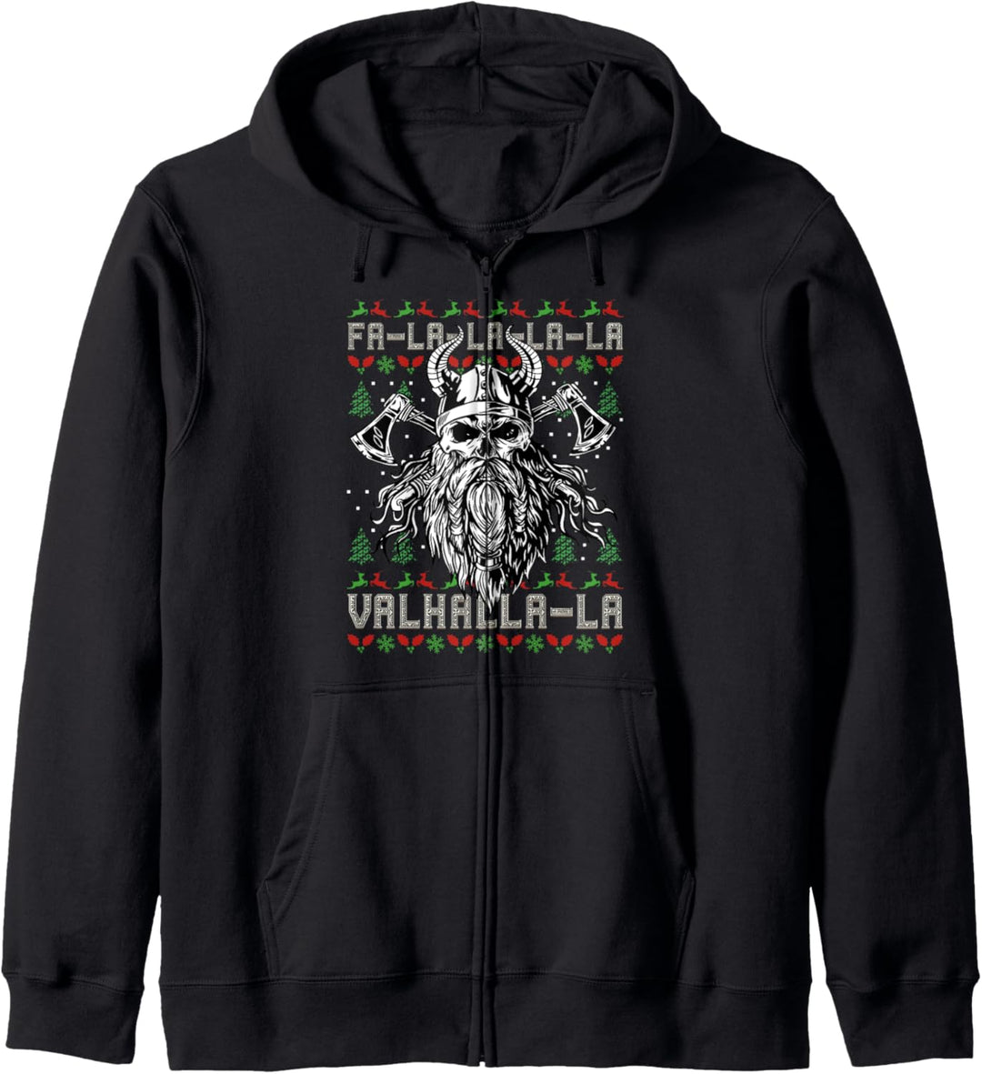 Wikinger Ugly Christmas Skull - Valhalla Viking Skull Kapuzenjacke