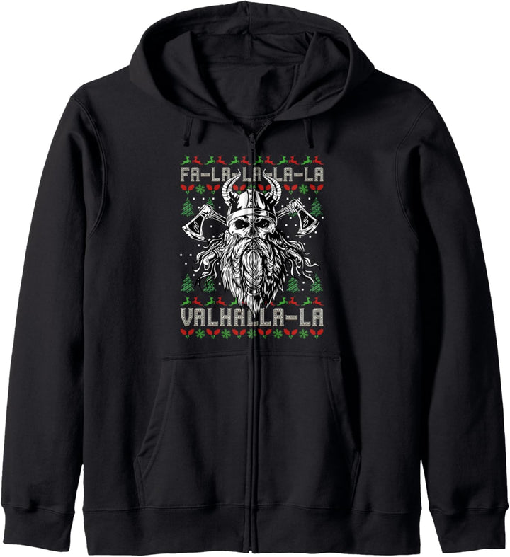 Wikinger Ugly Christmas Skull - Valhalla Viking Skull Kapuzenjacke
