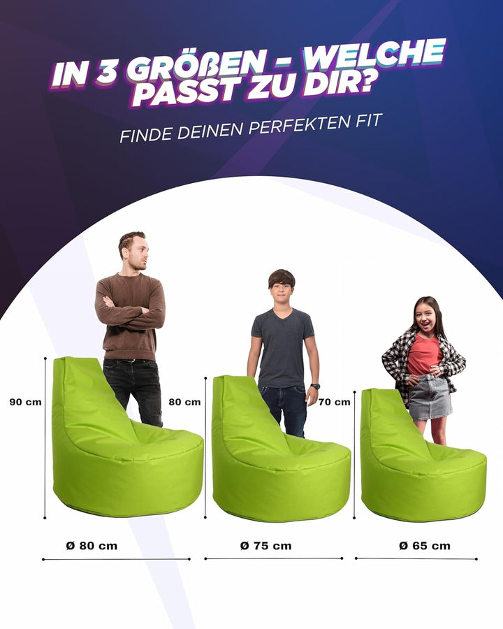 PATCH HOME Gamer Sessel in 2 verschiedenen Grössen und 25 XL - 75cm Durchmesser, 30cm Sitzhöhe, 80cm